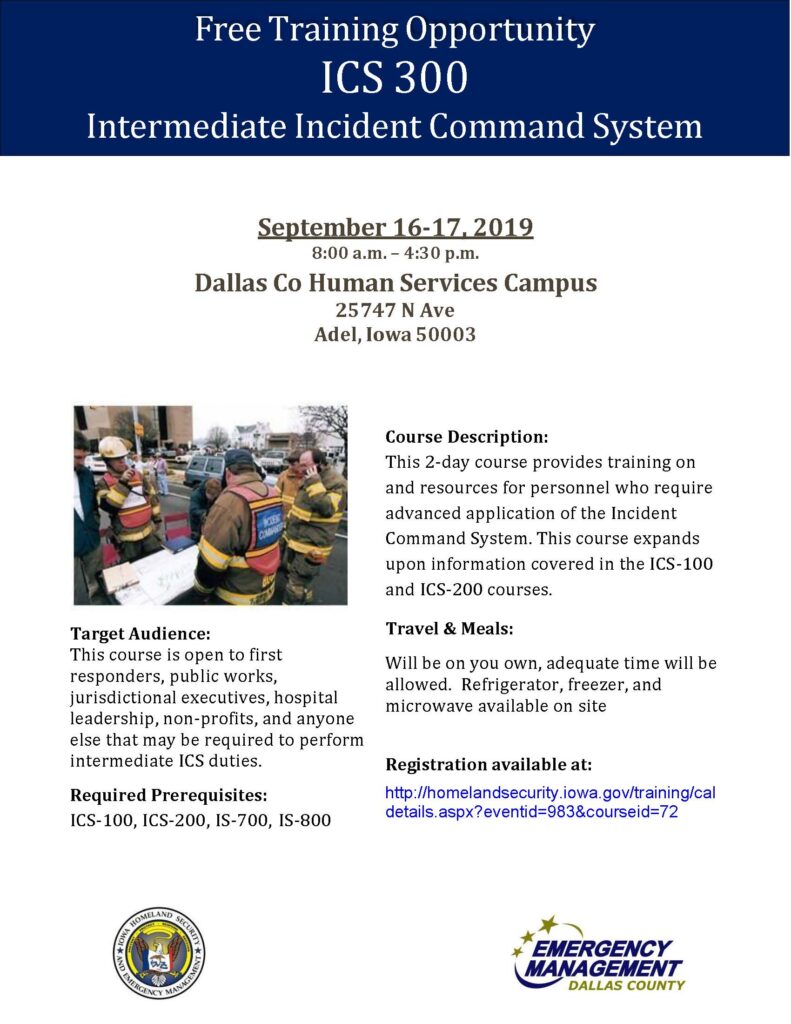 Dallas County To Offer ICS 300 Class September 16 17 dallas-county-to-offer-ics-300-class-september-16-17